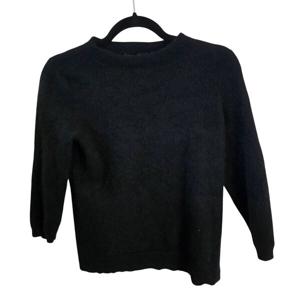 Talbots Pure Cashmere Black 3/4 Sleeve Crewneck Sweater Quiet Luxury Size L* - Picture 2 of 7